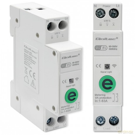 Przekaźnik 63A na szynę DIN z licznikiem energii elektrycznej | eWeLink od Sonoff | Wi-Fi | Dioda LED