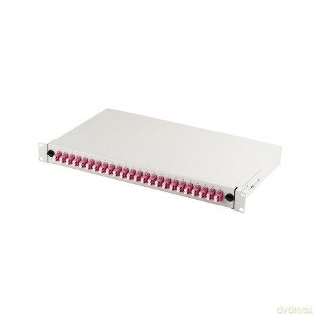 Przełącznica światłowodowa/panel krosowy z wyposażeniem 19 cali 1U, 24x LC duplex, OM4, wysuwany, Szara
