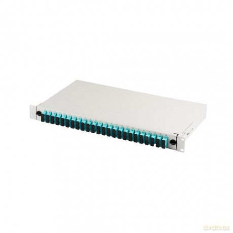 Przełącznica światłowodowa/panel krosowy z wyposażeniem 19 cali 1U, 24x SC duplex, OM3, wysuwany, Szara