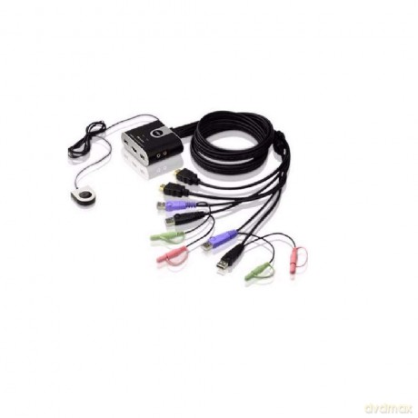 Przełącznik KVM 2-portowy USB HDMI/Audio ze zdalnym selektorem portu