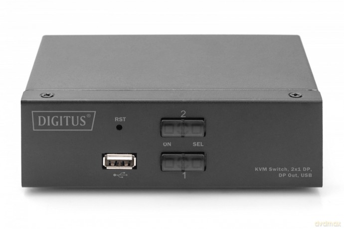 Przełącznik KVM, 2 portowy, 4K 60Hz, 2xDisplayPort IN, 1xDisplayPort OUT, 2xUSB, 2xAudio IN&OUT