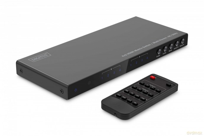 Przełącznik/Matrix HDMI 4/2-porty 4K/30Hz UHD HDCP 1.4 audio z pilotem