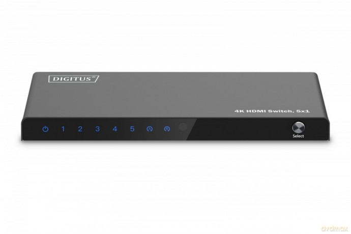 Przełącznik/Switch 4K HDMI 5x1, 60Hz HDCP 2.3, pilot, Czarny