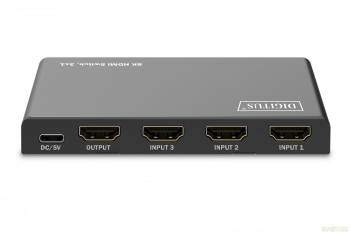 Przełącznik/Switch 8K HDMI 3x1, 60Hz (4:4:4), HDR, HDCP 2.3, pilot, Czarny