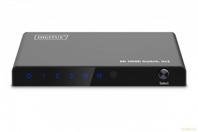 Przełącznik/Switch 8K HDMI 3x1, 60Hz (4:4:4), HDR, HDCP 2.3, pilot, Czarny