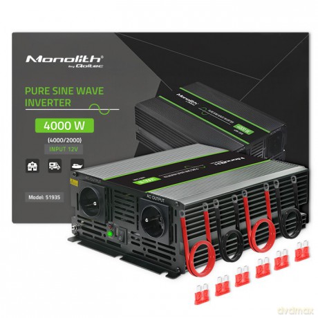 Przetwornica napięcia Monolith | 2000W | 4000W | 2000W | 4000W | 12V na 230V | Czysty Sinus