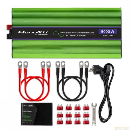 Przetwornica napięcia Monolith | ładowanie baterii | UPS | 2500W | 5000W | 12V na 230V | Czysty Sinus | LCD