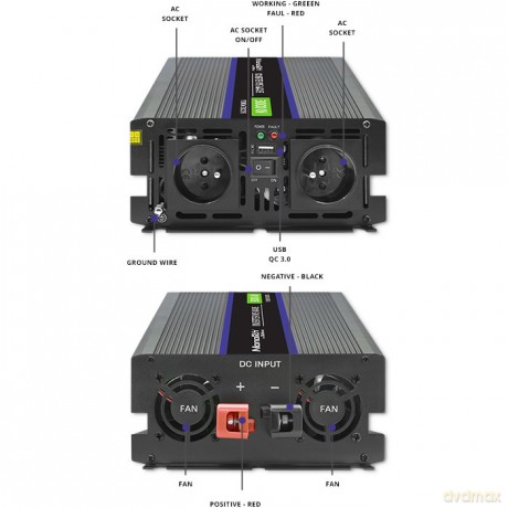 Przetwornica napięcia Monolith 3000 MS Wave | 12V na 230V | 1500/3000W | USB