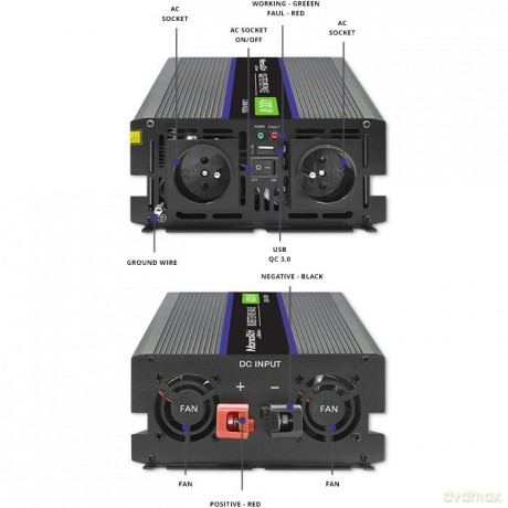 Przetwornica napięcia Monolith 4000 MS Wave | 12V na 230V | 2000/4000W | USB