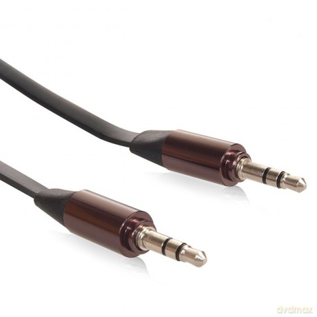Przewód jack 3.5mm, płaski 1m, metalowy wtyk, MCTV-694 B Czarny