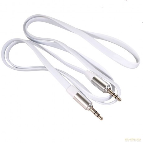 Przewód jack 3.5mm, płaski 1m, metalowy wtyk, MCTV-694 W Biały