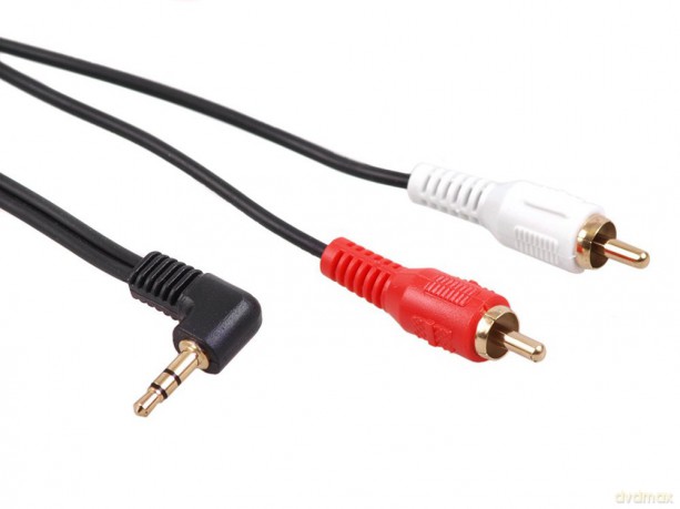Przewód mini jack 3,5mm kątowy 2RCA 1m MCTV-824 Czarny