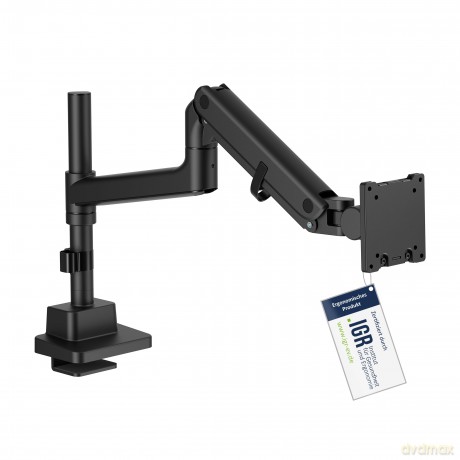 Ramię biurkowe pojedyncze z zaciskiem i sprężyną gazową 1x LCD max. 57" 27kg, VESA: 75x75, 100x100, czarne