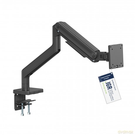Ramię biurkowe pojedyncze z zaciskiem i sprężyną mechaniczną 1x LCD max. 49" 20kg, VESA: 75x75, 100x100, czarne