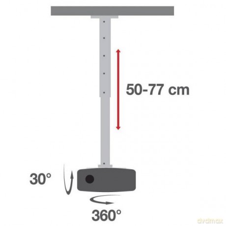 Ramię do projektora 50-77cm sufitowe, 15kg białe