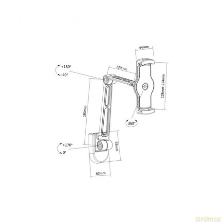 Ramię ścienne do tabletu i iPad 4.7-12,9 regulowane czarne