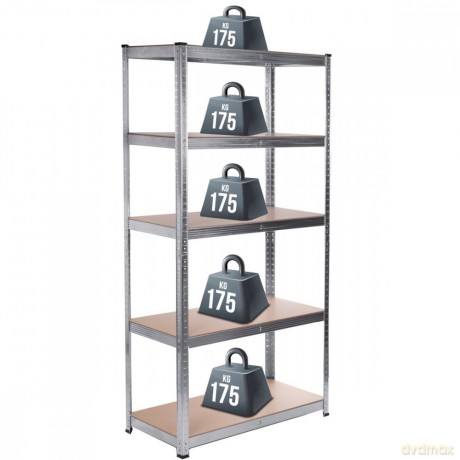 Regał magazynowy metalowy szafka 175 kg x5 ocynk rozkładany MDF GB378