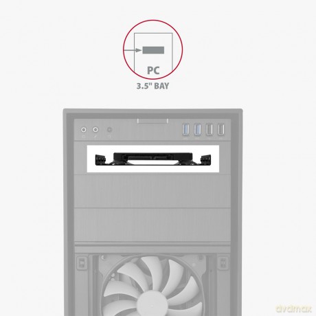RHD-125B Ramka metalowa do montażu 1x 2.5" HDD w pozycji 3.5" Czarna