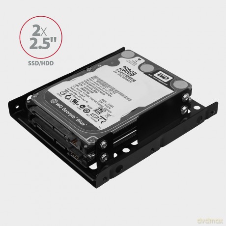 RHD-225 Ramka metalowa do montażu 2 x 2.5" w pozycji 3.5" Czarna