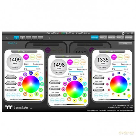 Riing 14 RGB Plus TT Premium Edition 5 Pack (5x140mm, 500-1400 RPM)