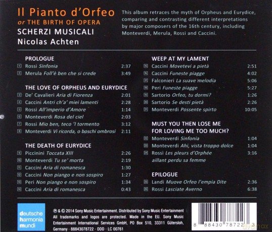 Nicolas Achten: Il Pianto d'Orfeo [CD]
