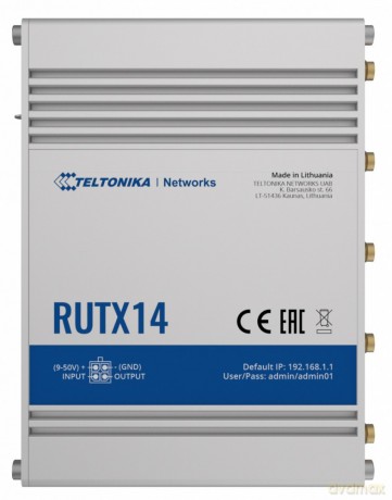 Router LTE RUTX14 (Cat12), WiFi, BLE, GNSS, Ethernet