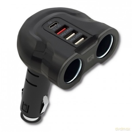 Samochodowy rozdzielacz gniazda zapalniczki 12-24V | 52W | 2.4A |2xUSB | USB QC 3.0 | USB-C PD | 2xgniazdo zapalniczki