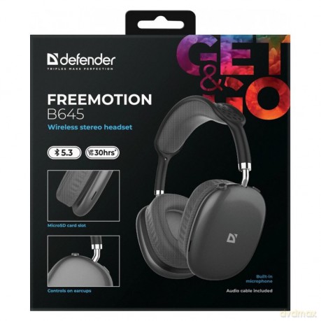 Słuchawki bezprzewodowe nauszne FREEMOTION B645 czarne