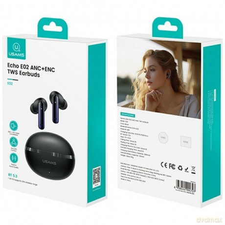 Słuchawki bluetooth TWS E02 ANC+ENC czarne