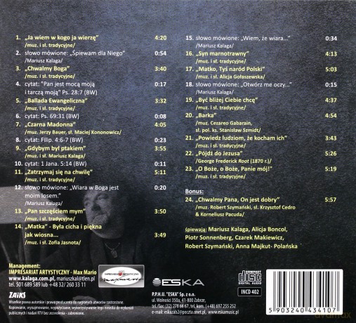 Mariusz Kalaga: Ja wiem w kogo ja wierzę [CD]