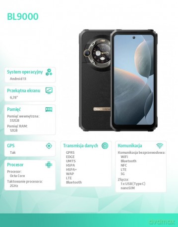 Smartfon BL9000 5G 12/512GB czarny