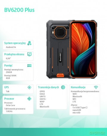Smartfon BV6200 Plus 8/256GB pomarańczowy