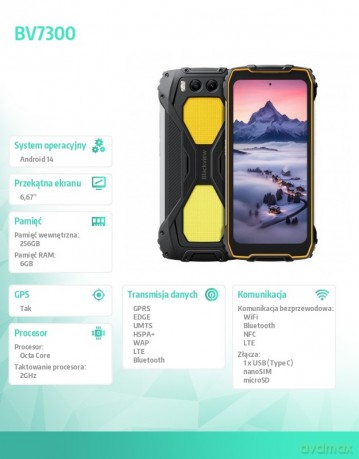 Smartfon BV7300 6/256GB żółty