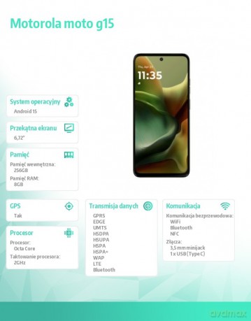 Smartfon moto g15 8/256GB Iguana Green