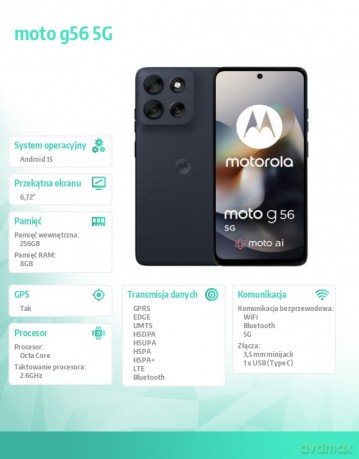 Smartfon moto g56 G5 8/256, Black Oyster