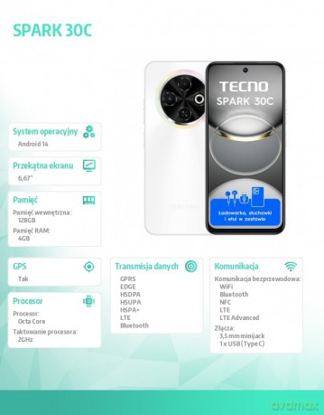 Smartfon Spark 30C 4/128 Orbit White