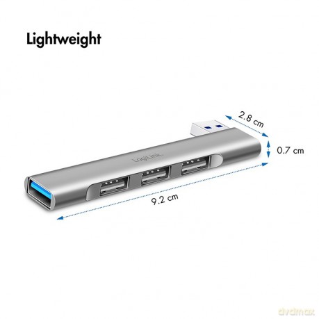 Smukły HUB USB-A do 1x USB-A 3.0 3xUSB-A 2.0