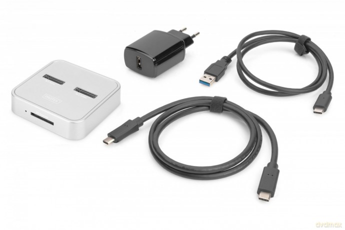 Stacja dokująca do dysków SSD M.2 NVMe + M.2 SATA z czytnikiem kart SD-Express, USB-C, Srebrna