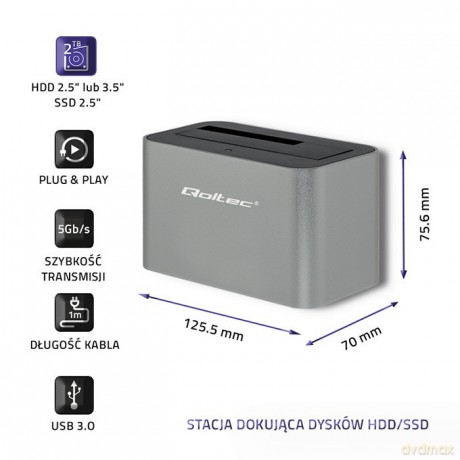 Stacja dokująca dysków HDD/SSD | 2.5"/3.5" SATA | USB 3.0