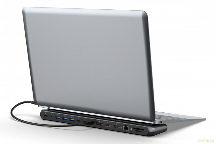 Stacja dokująca USB-C 12 portowa, max. 8K/30Hz z HDR, HDMI, DP, max. 3 monitory (MST), USB-C 3.2 Gen2, Gigabit Ethernet, SD/Micro SD, PD 100W