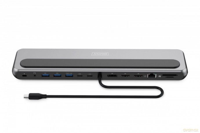 Stacja dokująca USB-C 12 portowa, max. 8K/30Hz z HDR, HDMI, DP, max. 3 monitory (MST), USB-C 3.2 Gen2, Gigabit Ethernet, SD/Micro SD, PD 100W