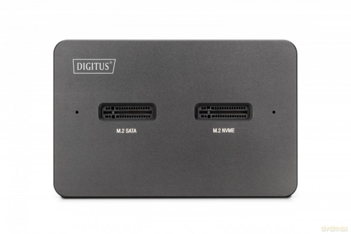 Stacja dokująca USB-C 3.2 Gen2 dla dysków SSD M.2 Duo NVMe oraz SATA (max. 2x 4 TB) z czytnikiem kart SD-Express 7.1 (max. 2 TB), czarna