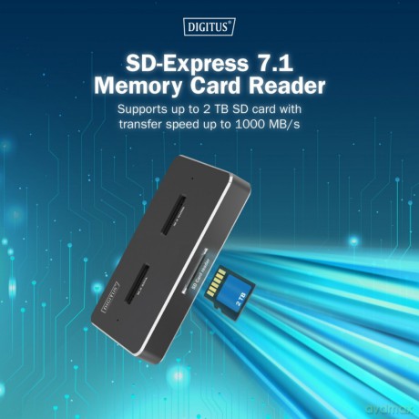 Stacja dokująca USB-C 3.2 Gen2 dla dysków SSD M.2 Duo NVMe oraz SATA (max. 2x 4 TB) z czytnikiem kart SD-Express 7.1 (max. 2 TB), czarna