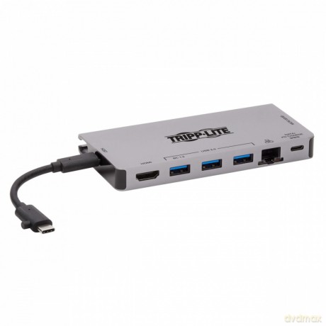 Stacja dokująca USB-C 4K HDMI, USB 3.2 Gen 1, koncentrator USB-A, GbE, karta pamięci, ładowanie PD 100 W, odłączany przewód U442-DOCK5D-GY