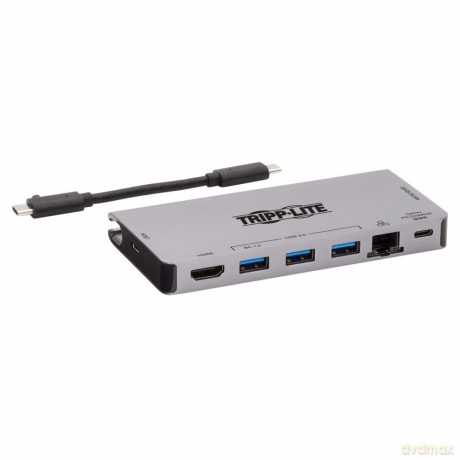 Stacja dokująca USB-C 4K HDMI, USB 3.2 Gen 1, koncentrator USB-A, GbE, karta pamięci, ładowanie PD 100 W, odłączany przewód U442-DOCK5D-GY