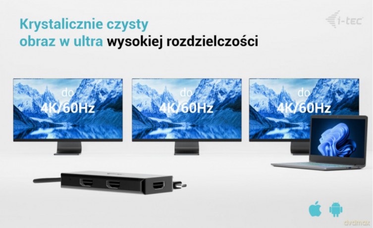 Stacja dokująca USB-C Triple 4K HDMI Video Adapter Power Delivery 100W