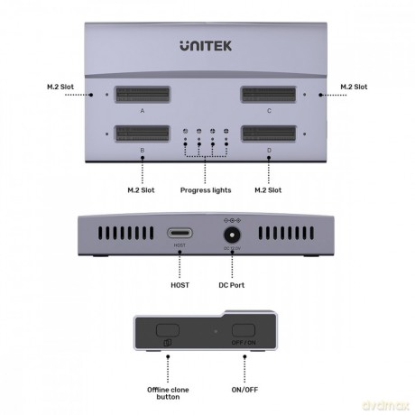 Stacja klonująca dyski 4x M.2 SSD, USB 4; S1243BGY01-EU