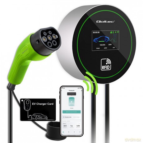Stacja ładowania EV 2w1 Typ2 | 22kW | Wi-Fi | LCD | 3fazy | Wallbox | Smart life app | RFID | 5m