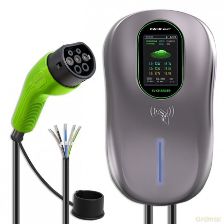 Stacja ładowania EV 2w1 Typ2 | 22kW | Wi-Fi | TUYA | LCD | RFID |3 fazy | Wallbox | 5m