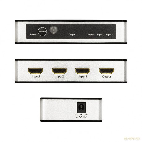 Switch 3x1 HDMI, 4K 60Hz, z pilotem